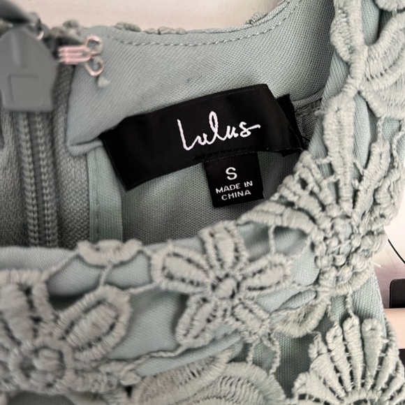 Lulu's Floral Lace Mini Dress in Gray - Picture 3 of 5